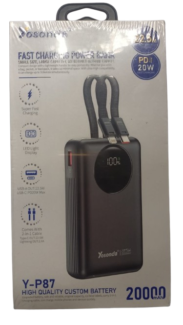 Yosonda Power Bank 20000 mAh, 22.5 W