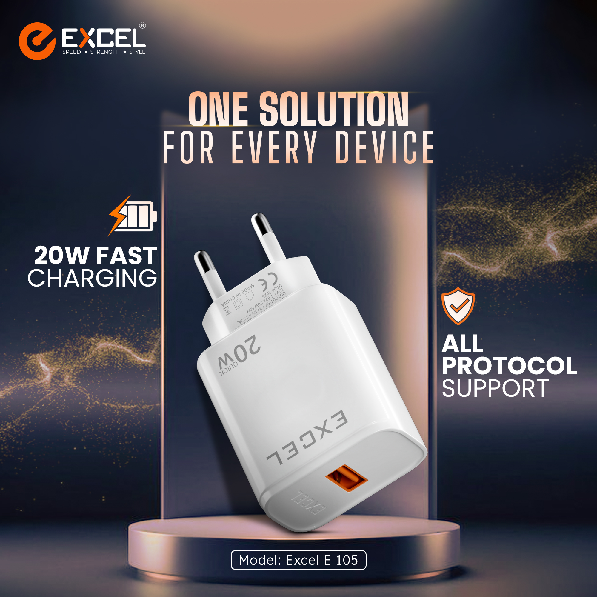 EXCEL E-105 20W Super Fast Charger
